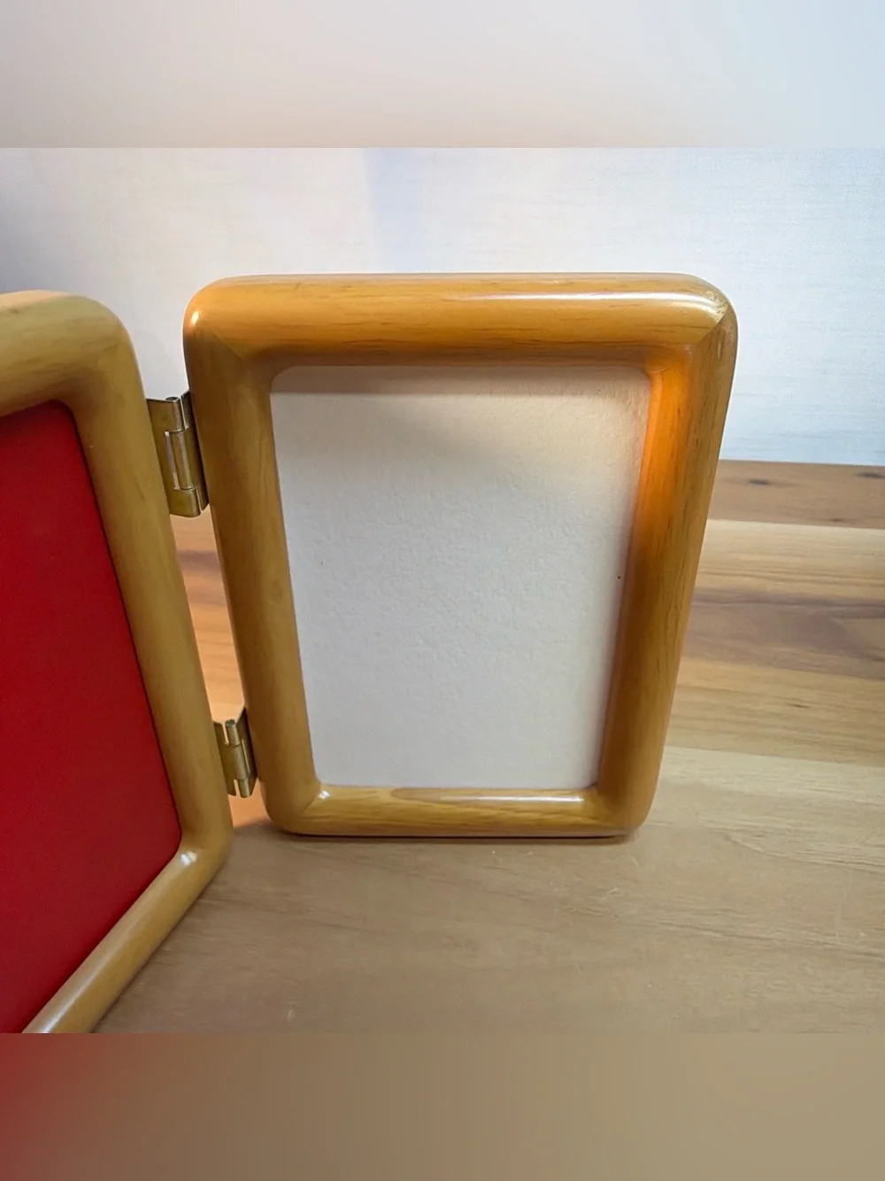 VTG Fetco Teak Wood Double Picture BiFold Frame Handcraft 3,5 x 5” ( NO Glass)